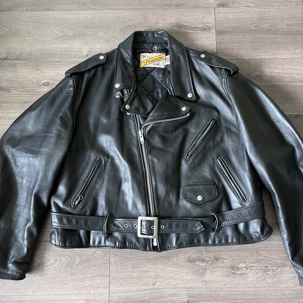 Schott NYC Perfecto 618 Leather Motorcycle Jacket Bla… - Gem